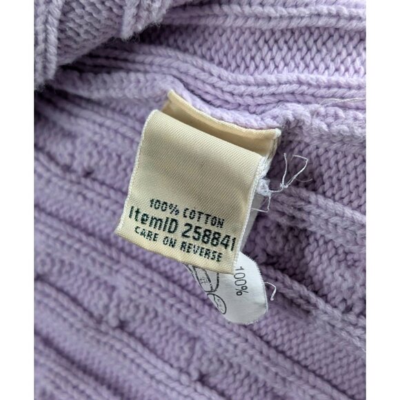 LL Bean Cable Knit Sweater Womens Large Reg Light Purple Pullover 100% Cotton - Picture 4 of 4